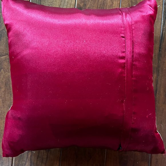 Red Beaded Throw Pillows (2 ct) Mughal Embellished Boho Decor bollywood desi - Picture 4 of 14
